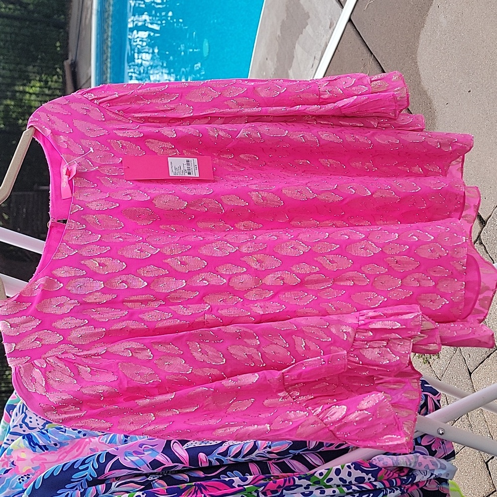 Lilly Pulitzer pink flutter sleeve top. New with tags!